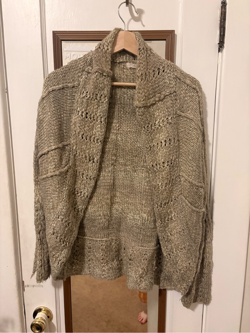 Prana Open-Front Chunky Knit Cardigan - Taupe
